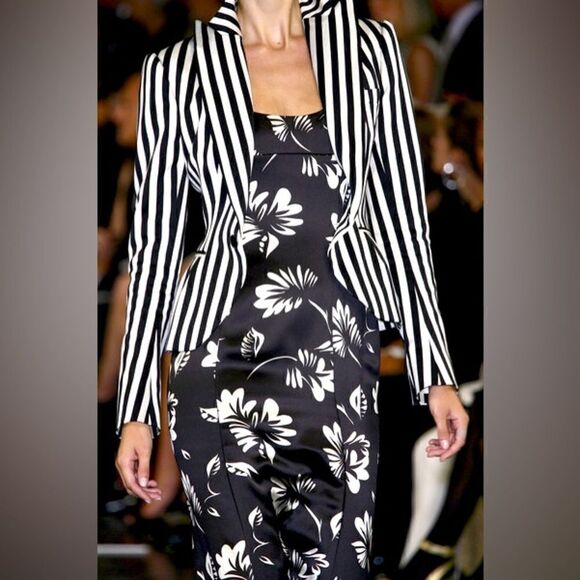 Ralph Lauren Collection ~ Spring 2008 Runway Black & White Stripe Cotton Jacket - Picture 12 of 16
